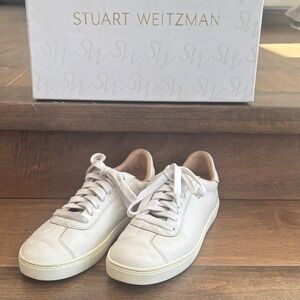 Stuart Weitzman Cream Lace-Up Sneakers